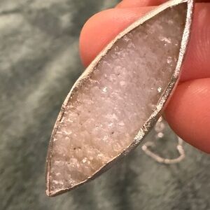 Silver white crystal like stone 16 necklace